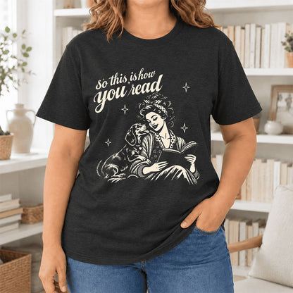 So This Is How You Read Dachshund Ultra-Soft Cotton T-Shirt | Reader Gift Black Heather