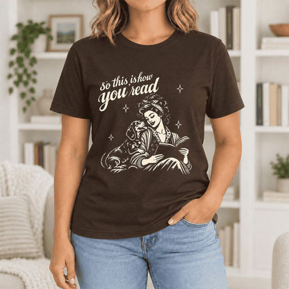 So This Is How You Read Dachshund Ultra-Soft Cotton T-Shirt | Reader Gift Brown