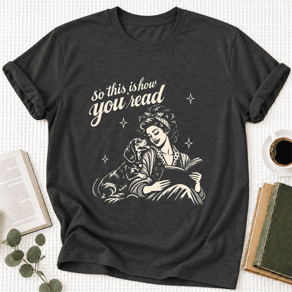 So This Is How You Read Dachshund Ultra-Soft Cotton T-Shirt | Reader Gift Dark Grey Heather