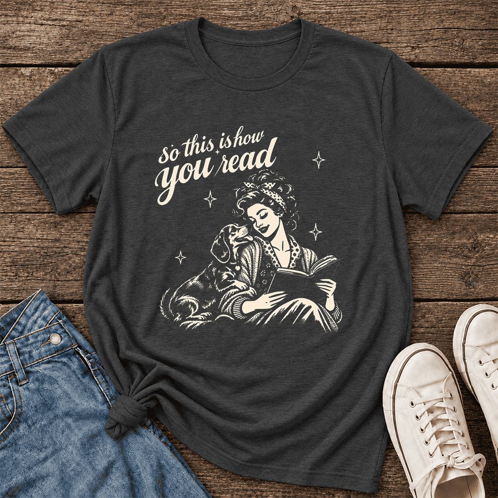 So This Is How You Read Dachshund Ultra-Soft Cotton T-Shirt | Reader Gift Dark Grey Heather