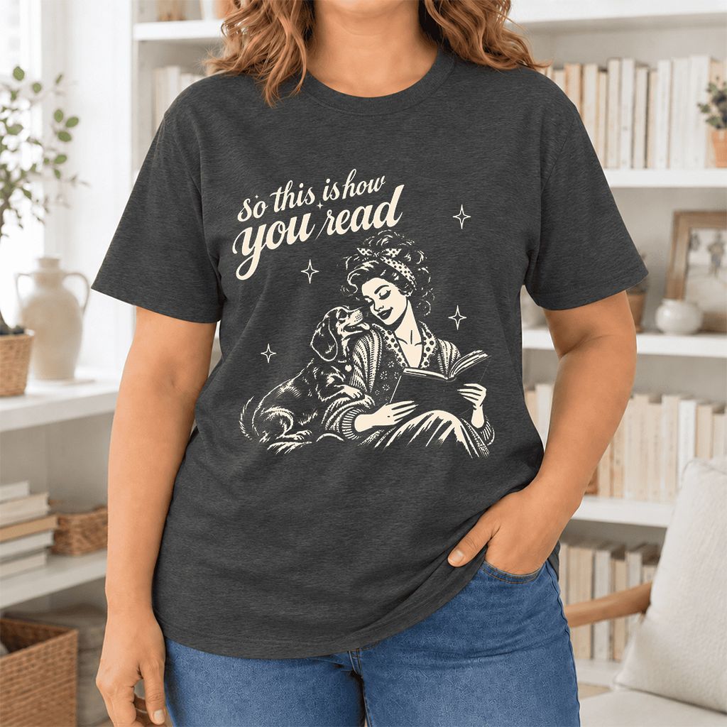 So This Is How You Read Dachshund Ultra-Soft Cotton T-Shirt | Reader Gift Dark Grey Heather