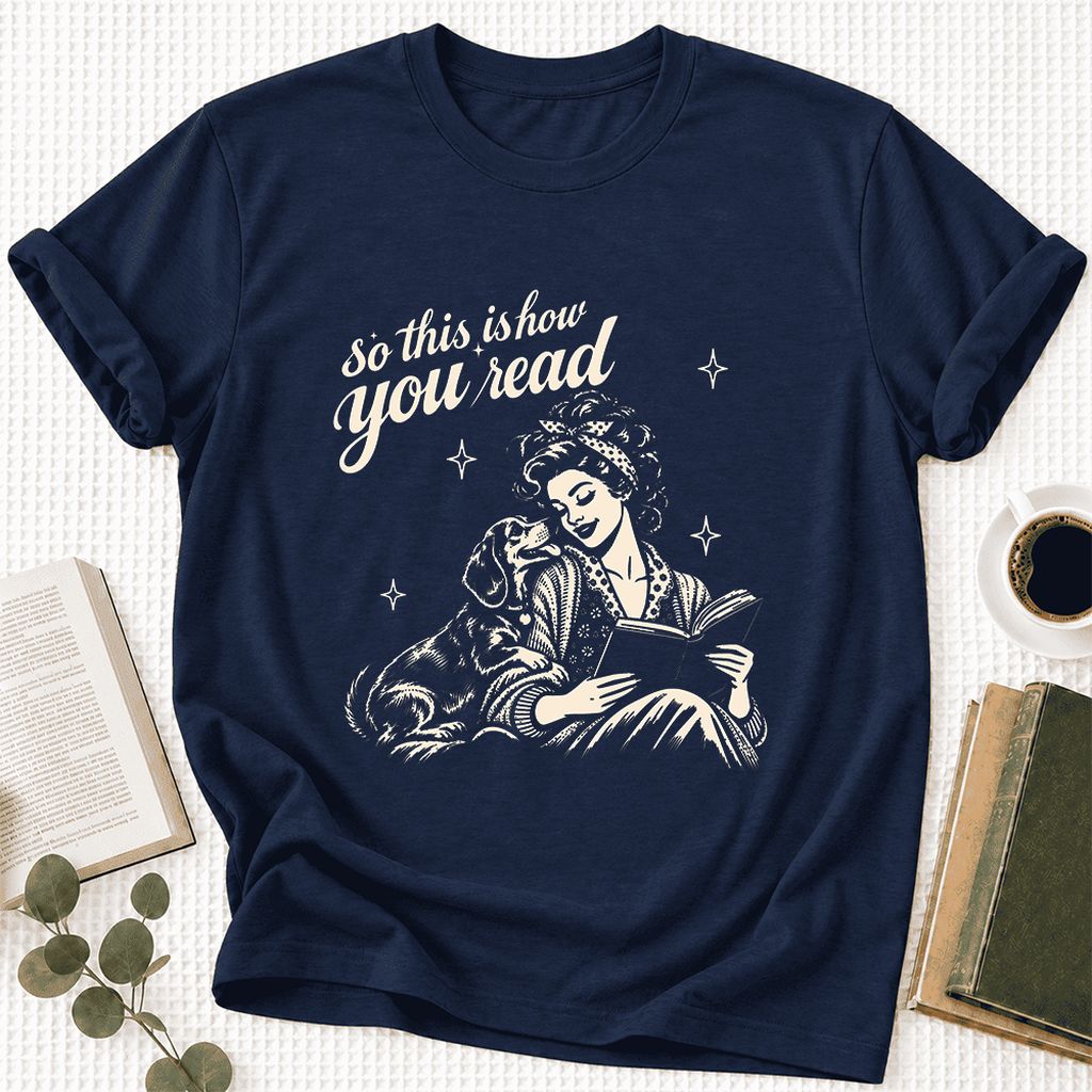 So This Is How You Read Dachshund Ultra-Soft Cotton T-Shirt | Reader Gift Navy