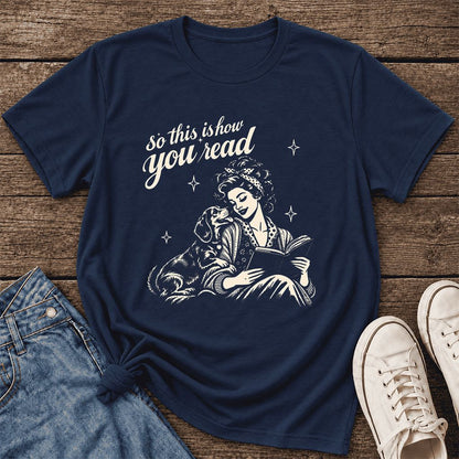 So This Is How You Read Dachshund Ultra-Soft Cotton T-Shirt | Reader Gift Navy