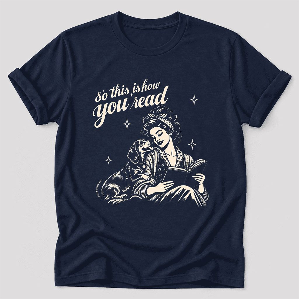 So This Is How You Read Dachshund Ultra-Soft Cotton T-Shirt | Reader Gift Navy
