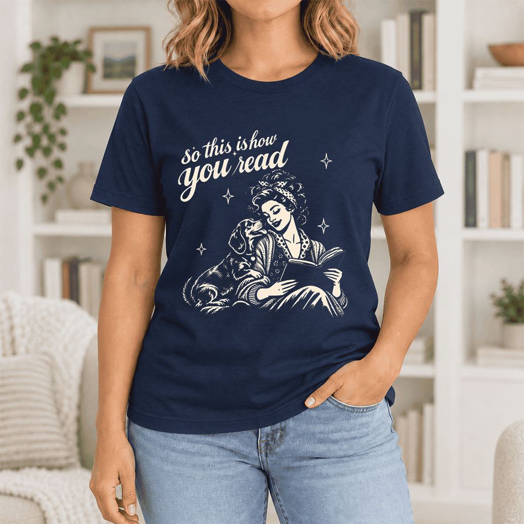So This Is How You Read Dachshund Ultra-Soft Cotton T-Shirt | Reader Gift Navy