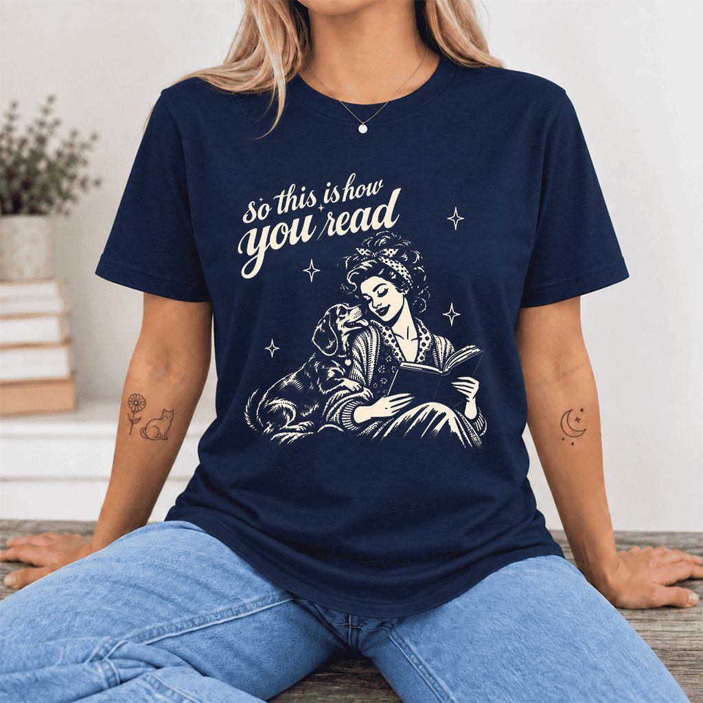 So This Is How You Read Dachshund Ultra-Soft Cotton T-Shirt | Reader Gift Navy