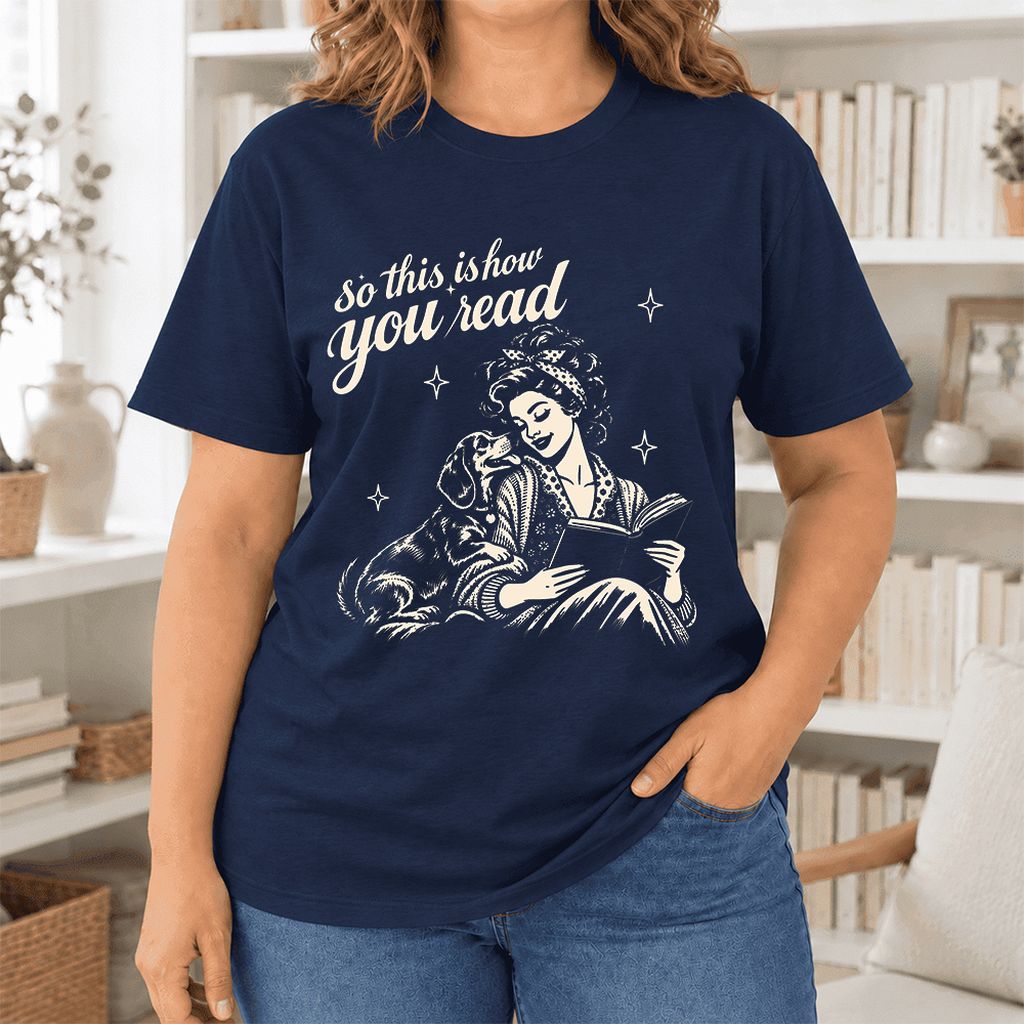 So This Is How You Read Dachshund Ultra-Soft Cotton T-Shirt | Reader Gift Navy