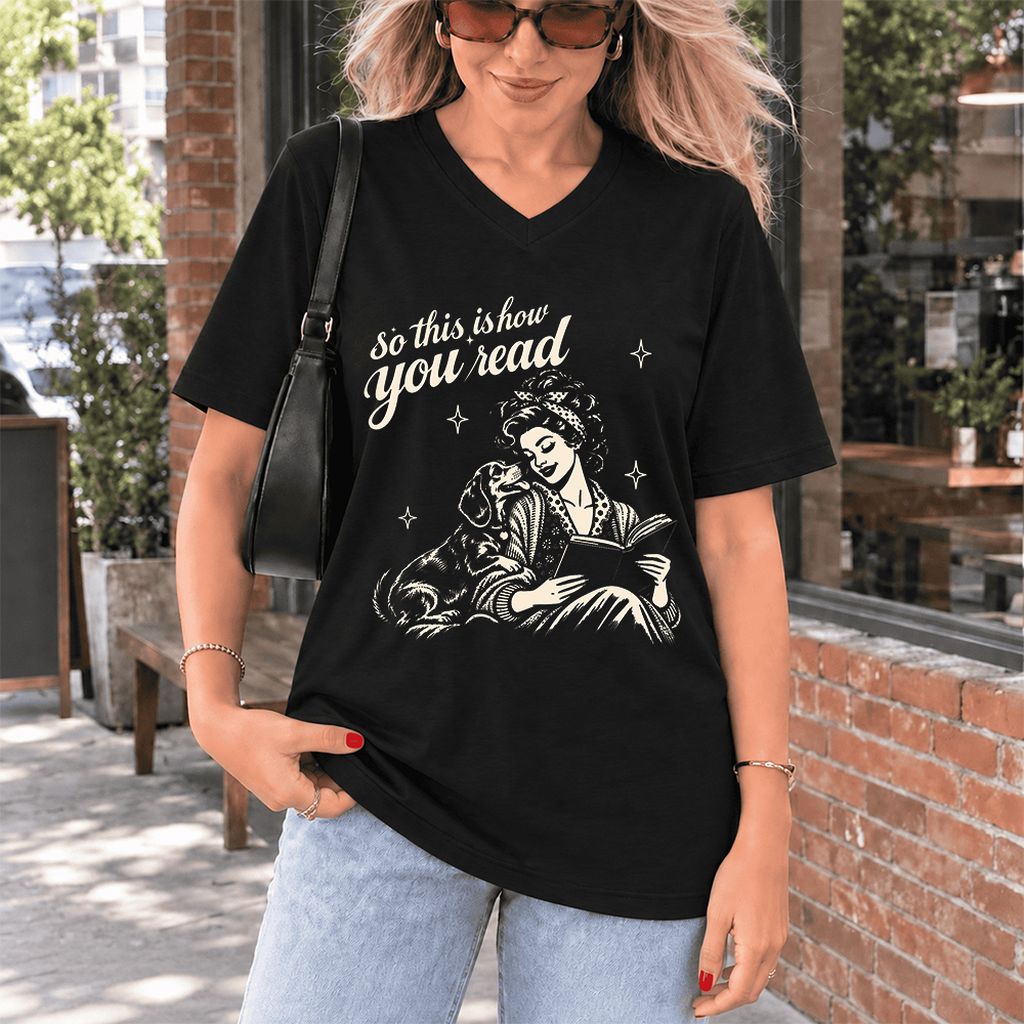 How You Read Dachshund Ultra-Soft V-Neck | Dog Lover Reader Gift Black