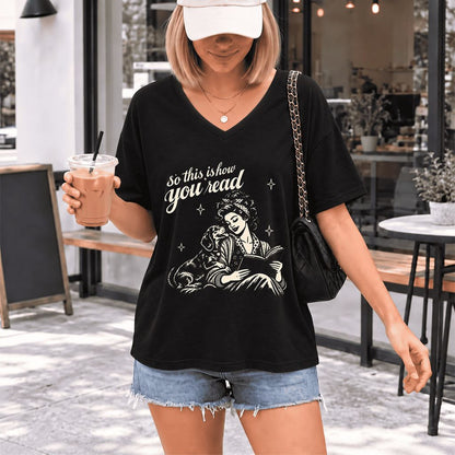 How You Read Dachshund Ultra-Soft V-Neck | Dog Lover Reader Gift Black