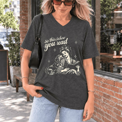 How You Read Dachshund Ultra-Soft V-Neck | Dog Lover Reader Gift Dark Grey Heather