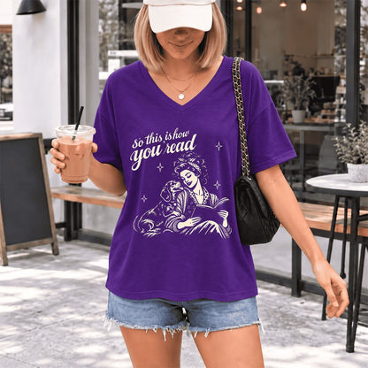 How You Read Dachshund Ultra-Soft V-Neck | Dog Lover Reader Gift Team Purple