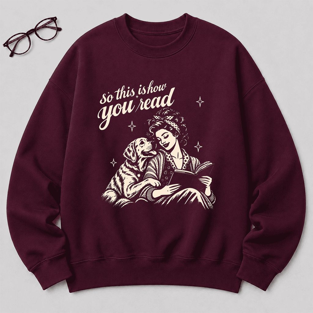 How You Read Labrador Retriever Printed Sweatshirt | Reader Gift Maroon