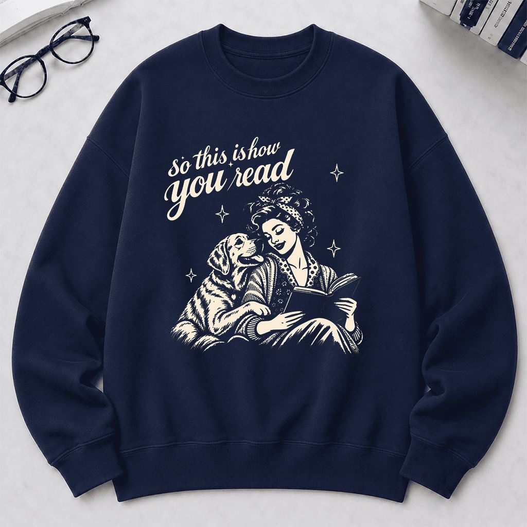 How You Read Labrador Retriever Printed Sweatshirt | Reader Gift Navy