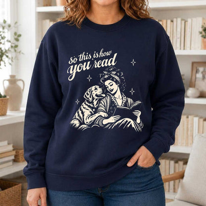 How You Read Labrador Retriever Printed Sweatshirt | Reader Gift Navy