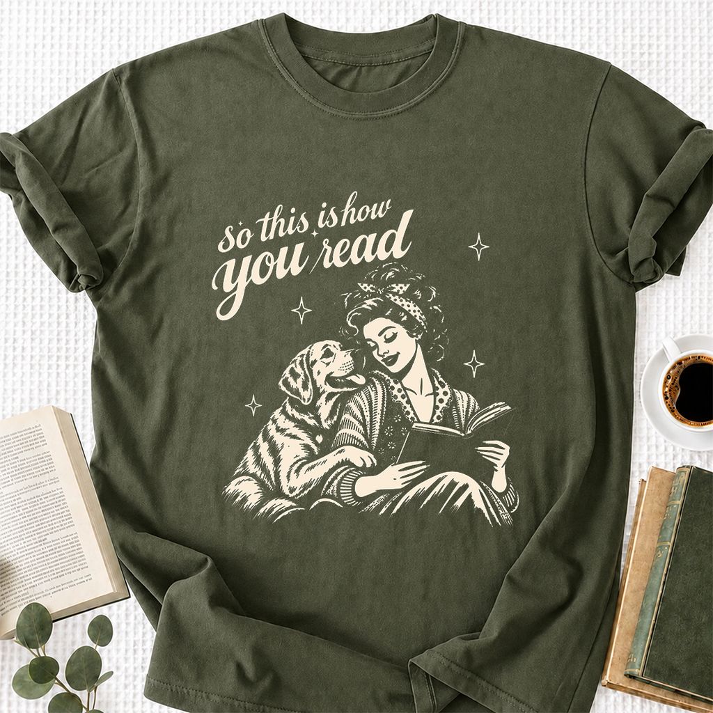 How You Read Labrador Retriever Printed T-Shirt | Reader Gift Military Green