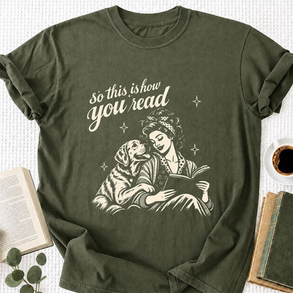 How You Read Labrador Retriever Printed T-Shirt | Reader Gift Military Green