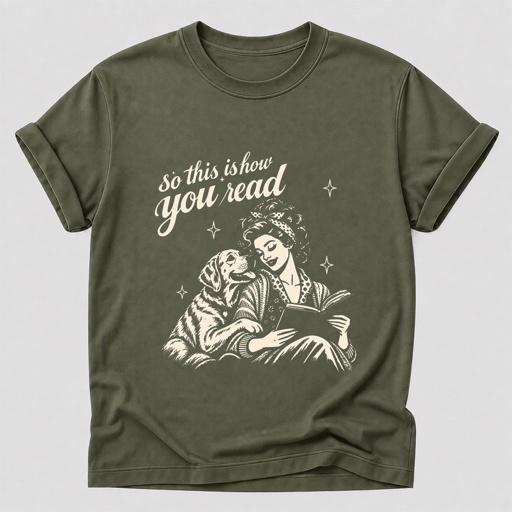 How You Read Labrador Retriever Printed T-Shirt | Reader Gift Military Green