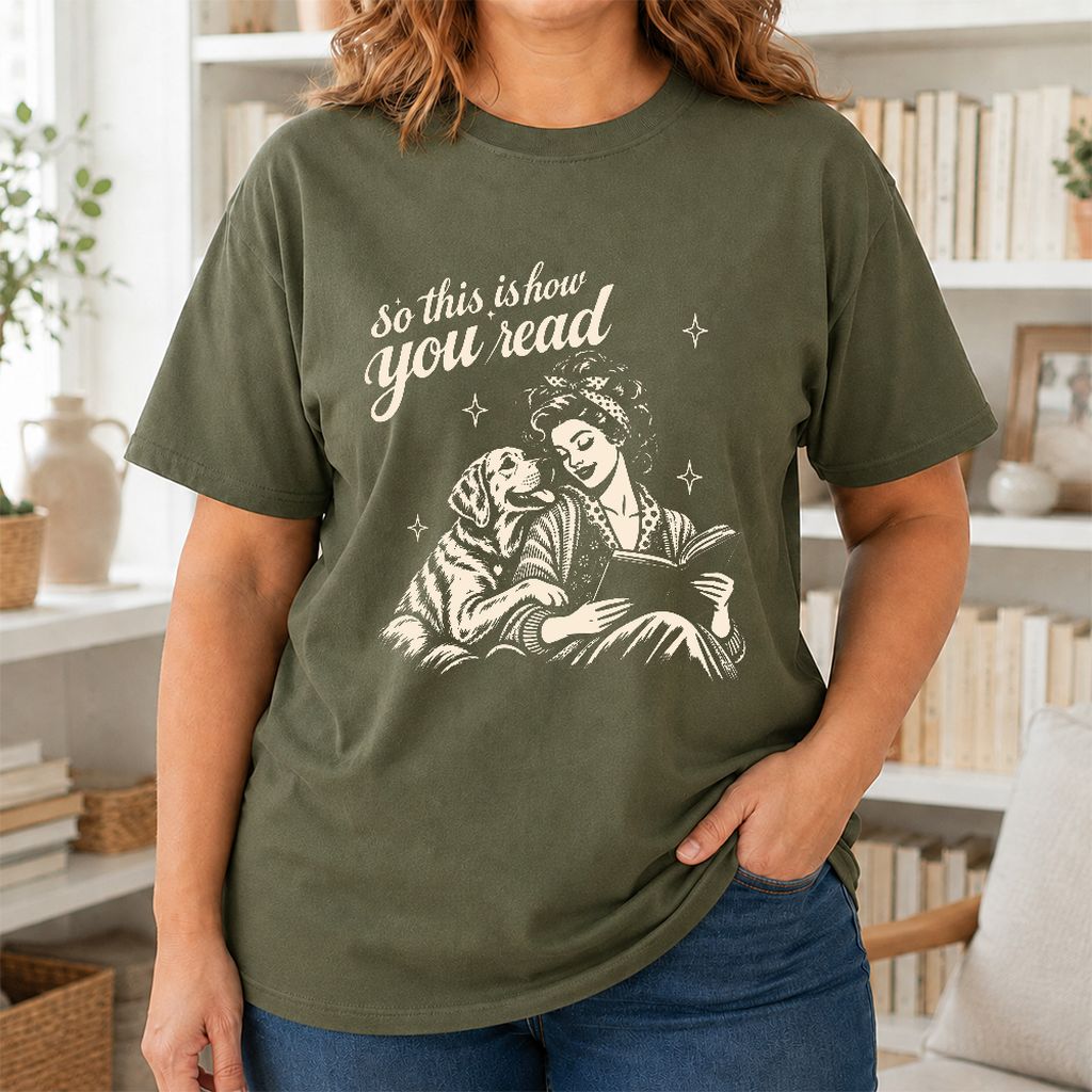 How You Read Labrador Retriever Printed T-Shirt | Reader Gift Military Green
