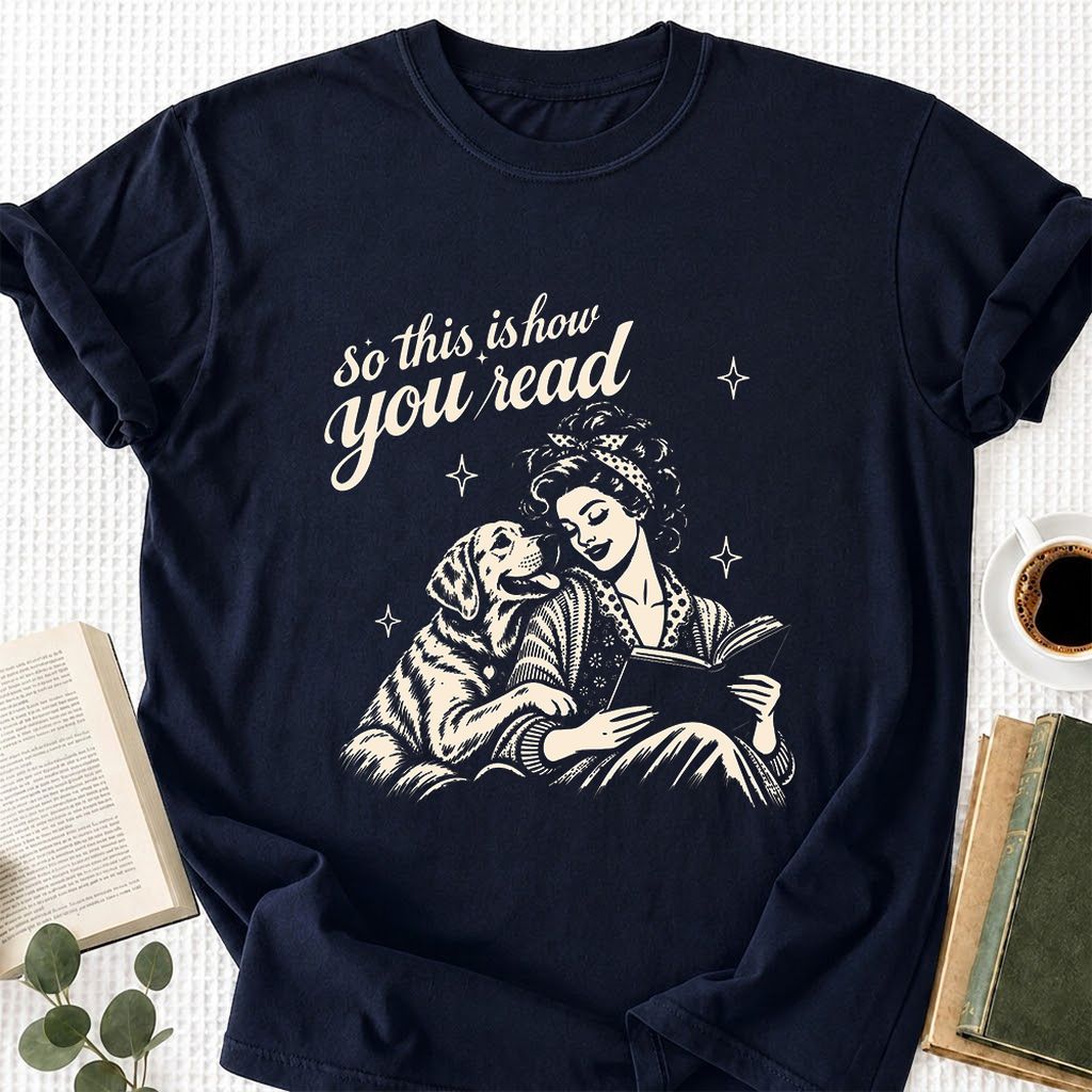 How You Read Labrador Retriever Printed T-Shirt | Reader Gift Navy