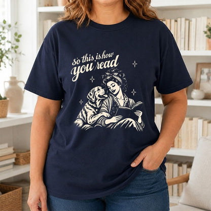 How You Read Labrador Retriever Printed T-Shirt | Reader Gift Navy
