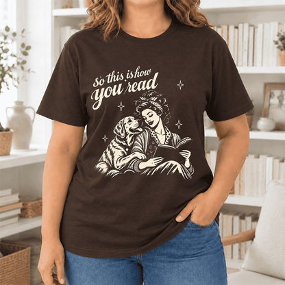 How You Read Labrador Retriever Ultra-Soft Cotton T-Shirt | Reader Gift Brown