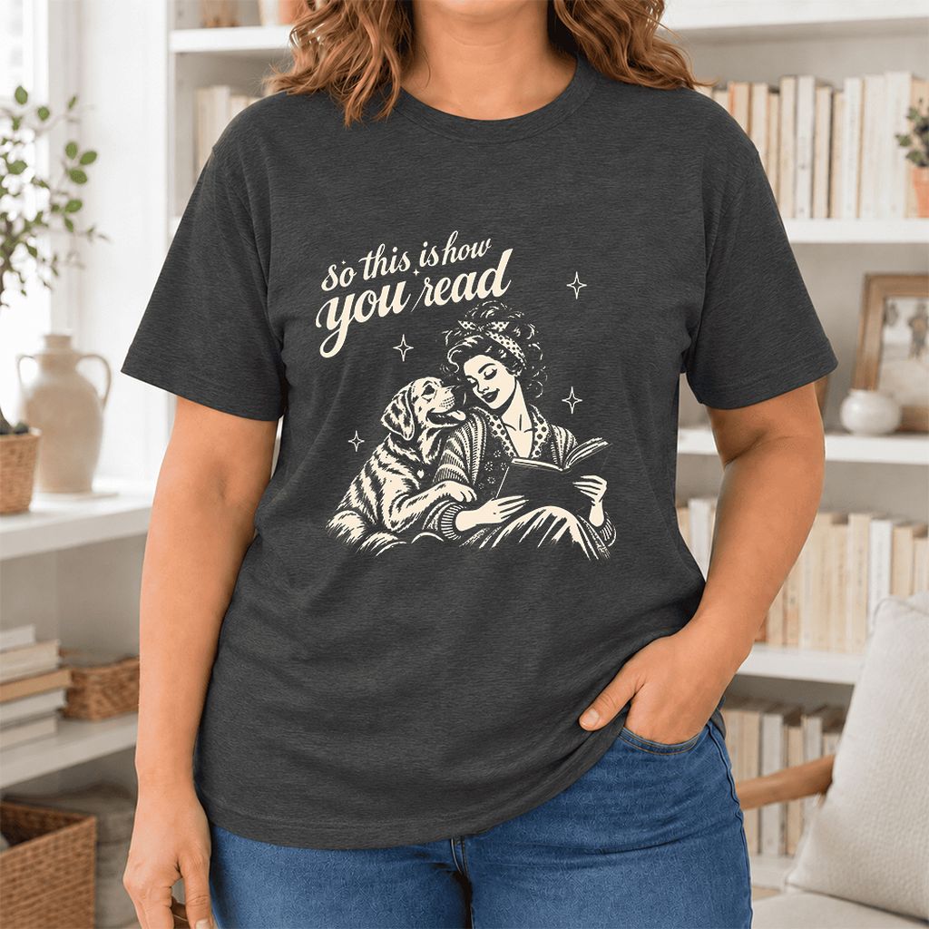 How You Read Labrador Retriever Ultra-Soft Cotton T-Shirt | Reader Gift Dark Grey Heather