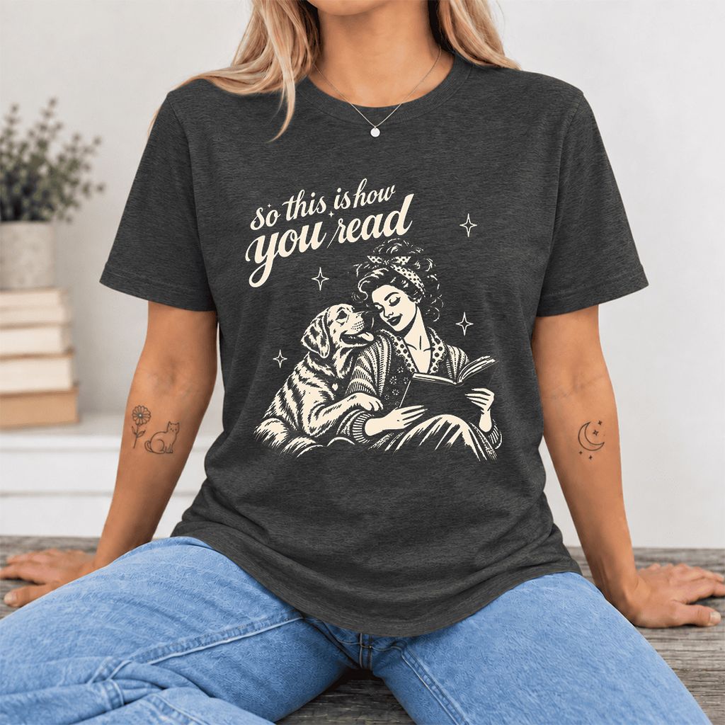 How You Read Labrador Retriever Ultra-Soft Cotton T-Shirt | Reader Gift Dark Grey Heather
