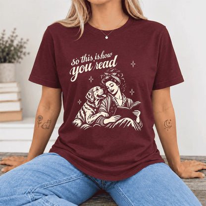 How You Read Labrador Retriever Ultra-Soft Cotton T-Shirt | Reader Gift Maroon