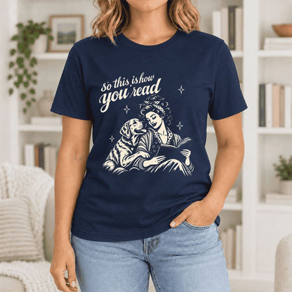 How You Read Labrador Retriever Ultra-Soft Cotton T-Shirt | Reader Gift Navy
