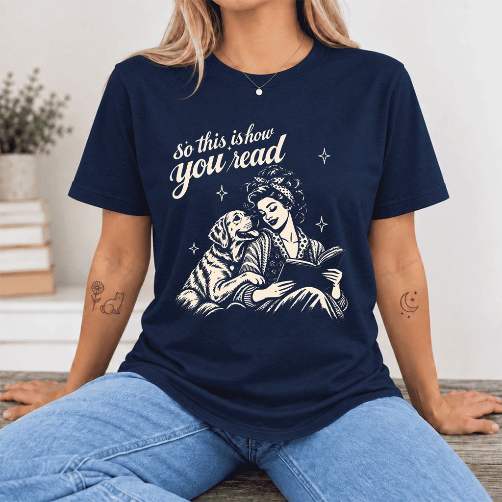 How You Read Labrador Retriever Ultra-Soft Cotton T-Shirt | Reader Gift Navy