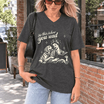 How You Read Labrador Retriever Ultra-Soft V-Neck | Reader Gift Dark Grey Heather
