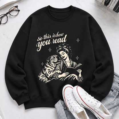 How You Read English Bulldog Printed Sweatshirt | Reader Gift Black