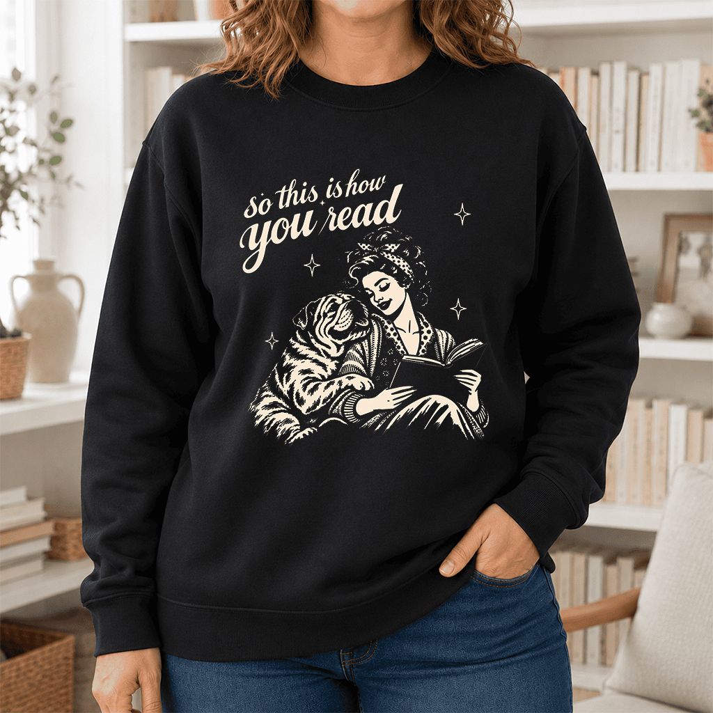 How You Read English Bulldog Printed Sweatshirt | Reader Gift Black