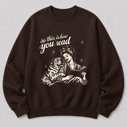How You Read English Bulldog Printed Sweatshirt | Reader Gift Dark Chocolate