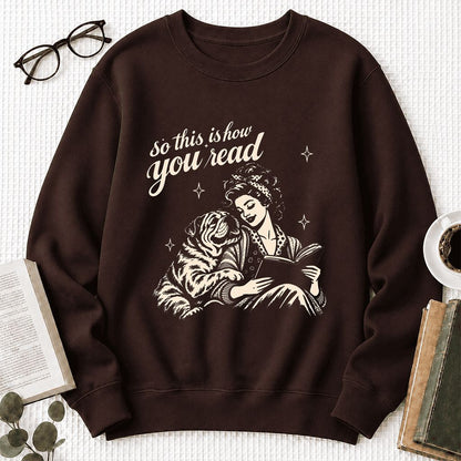 How You Read English Bulldog Printed Sweatshirt | Reader Gift Dark Chocolate