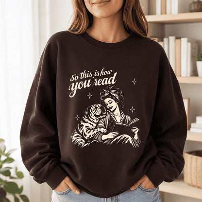 How You Read English Bulldog Printed Sweatshirt | Reader Gift Dark Chocolate
