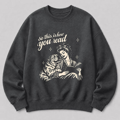 How You Read English Bulldog Printed Sweatshirt | Reader Gift Dark Heather