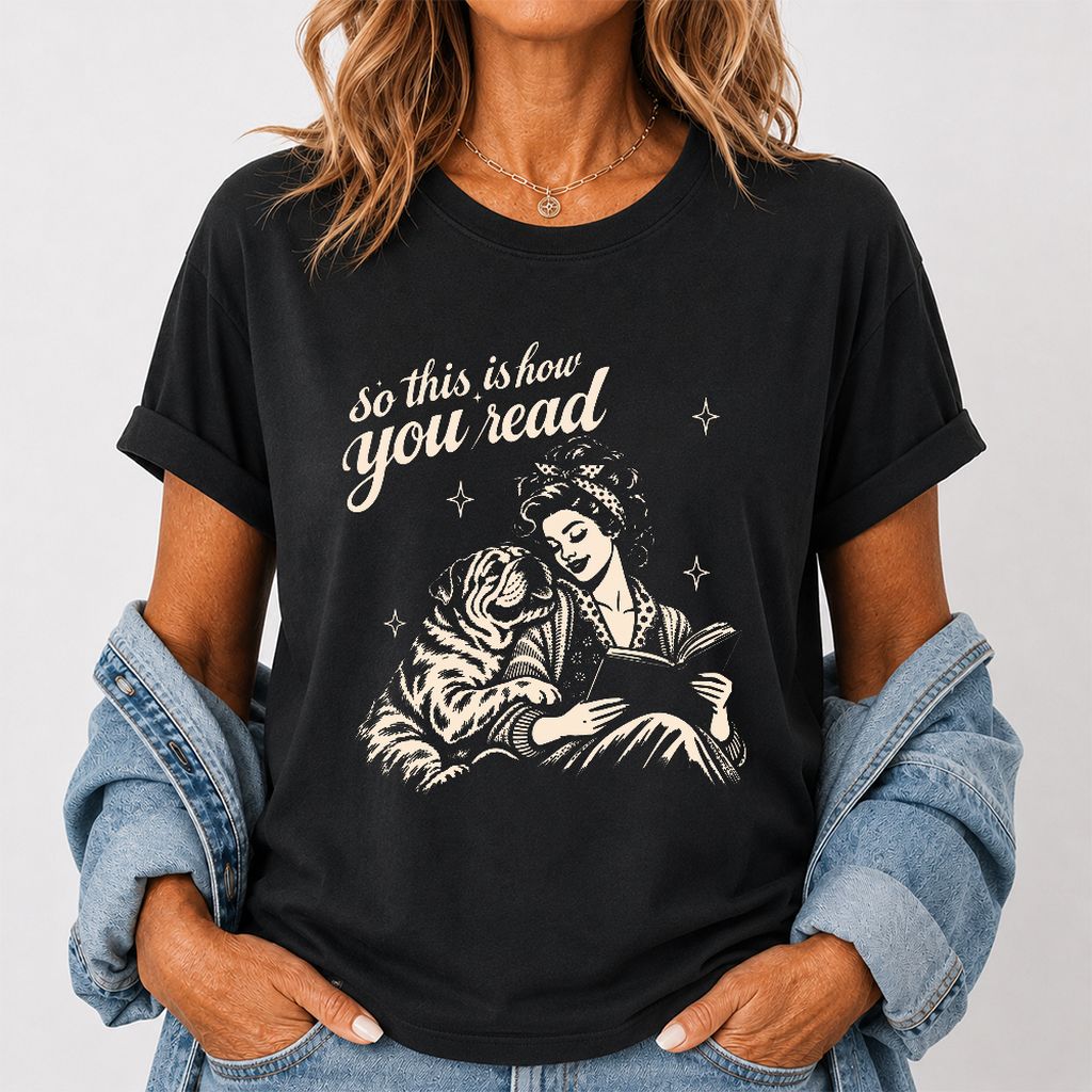 How You Read English Bulldog Printed T-Shirt | Reader Gift Black