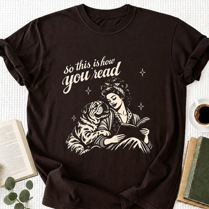 How You Read English Bulldog Printed T-Shirt | Reader Gift Dark Chocolate