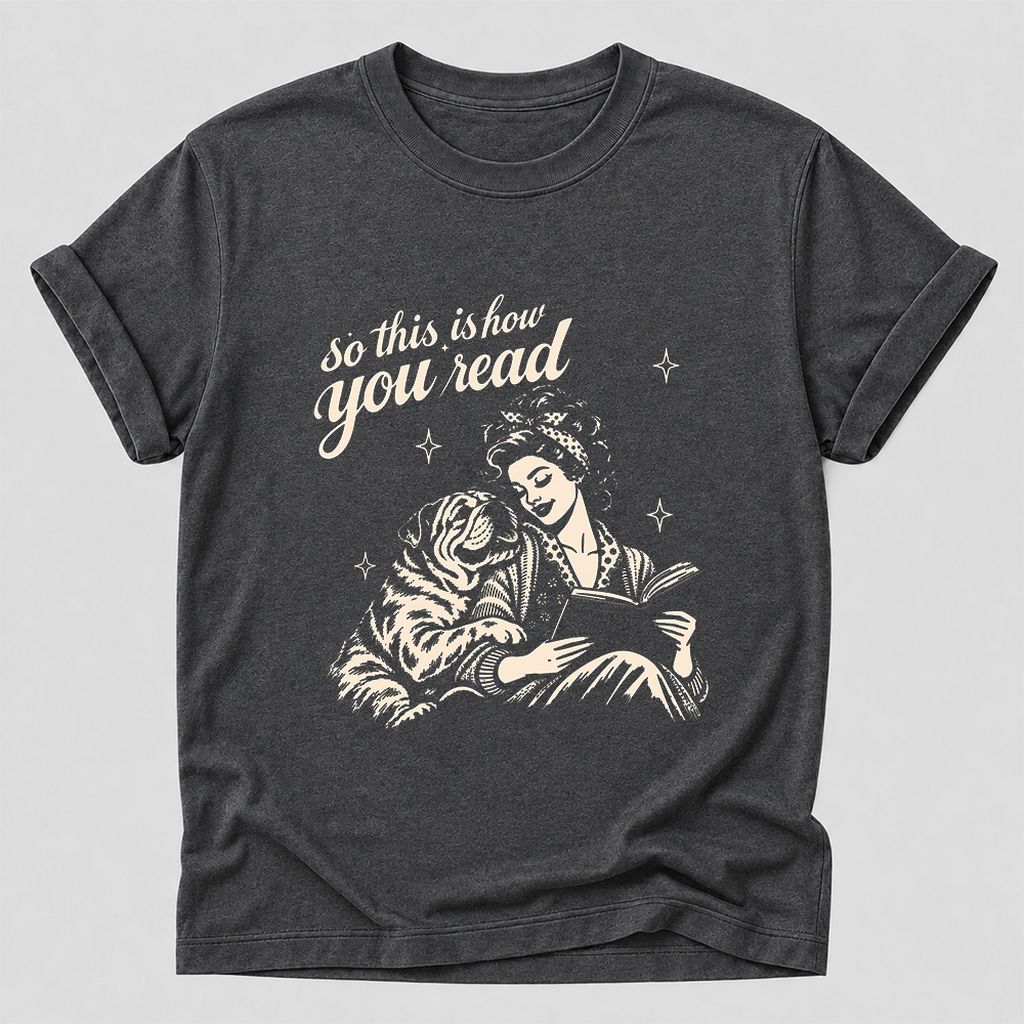 How You Read English Bulldog Printed T-Shirt | Reader Gift Dark Heather