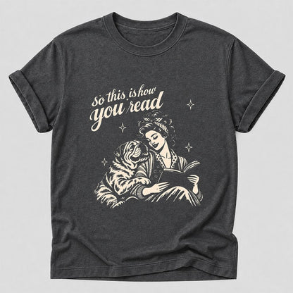 How You Read English Bulldog Printed T-Shirt | Reader Gift Dark Heather