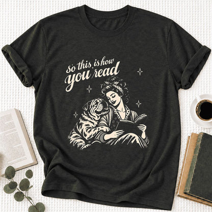 So This Is How You Read English Bulldog Ultra-Soft Cotton T-Shirt | Dog Mom Gift Black Heather