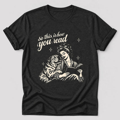 So This Is How You Read English Bulldog Ultra-Soft Cotton T-Shirt | Dog Mom Gift Black Heather