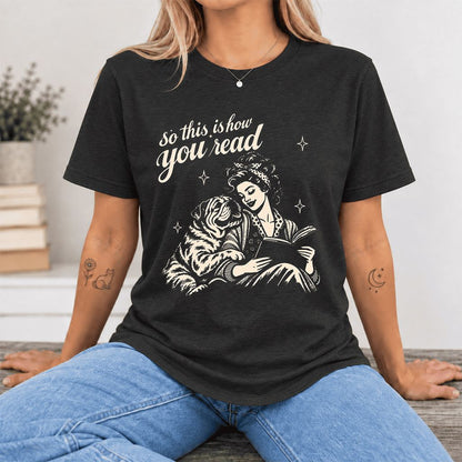 So This Is How You Read English Bulldog Ultra-Soft Cotton T-Shirt | Dog Mom Gift Black Heather