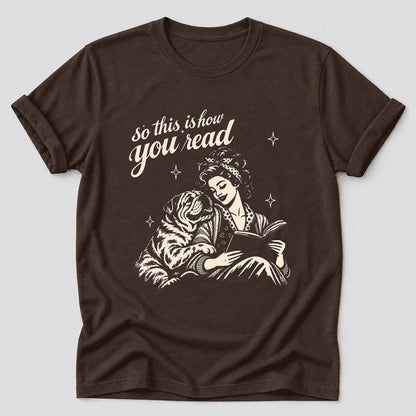 So This Is How You Read English Bulldog Ultra-Soft Cotton T-Shirt | Dog Mom Gift Brown