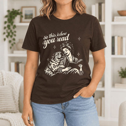 So This Is How You Read English Bulldog Ultra-Soft Cotton T-Shirt | Dog Mom Gift Brown