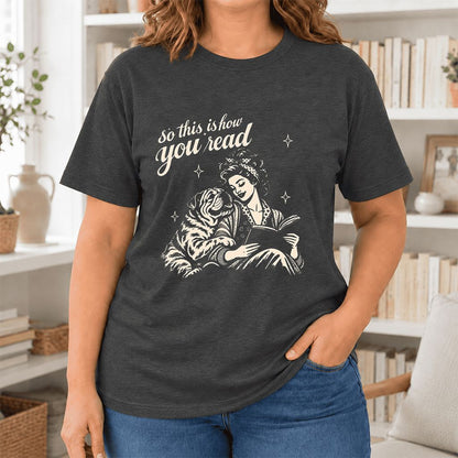 So This Is How You Read English Bulldog Ultra-Soft Cotton T-Shirt | Dog Mom Gift Dark Grey Heather
