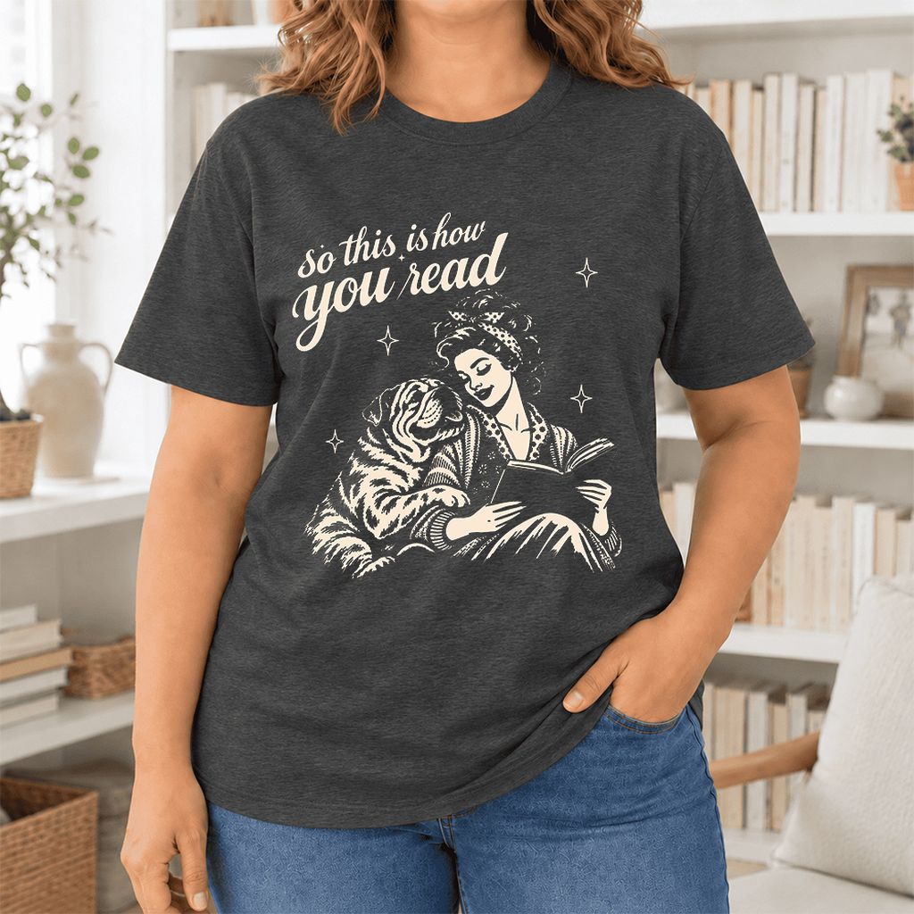 So This Is How You Read English Bulldog Ultra-Soft Cotton T-Shirt | Dog Mom Gift Dark Grey Heather