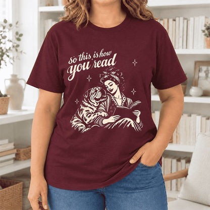 So This Is How You Read English Bulldog Ultra-Soft Cotton T-Shirt | Dog Mom Gift Maroon