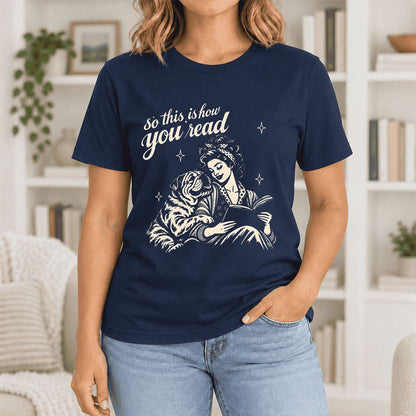 So This Is How You Read English Bulldog Ultra-Soft Cotton T-Shirt | Dog Mom Gift Navy